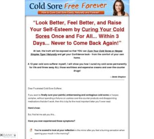 Cold Sore Free Forever - How to Cure Cold Sore Easily, Naturally and Forever!